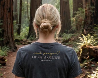 Womens Prayer Warrior VNeck, Need Prayer Tap My Shoulder, Trendy Intercessor Gift