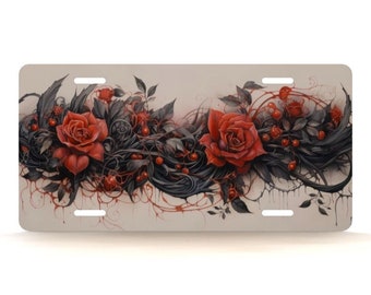 Gothic Red Rose Novelty License Plate