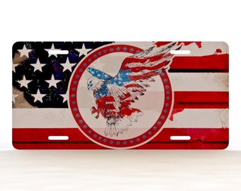 Patriotic All American American Flag Eagle Novelty License Plate