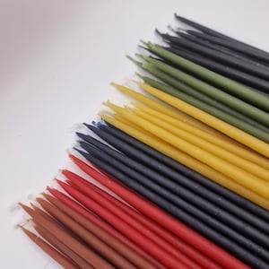 Handmade Natural Pure Beeswax Thin Taper Candles 30cm (Pack of 10)