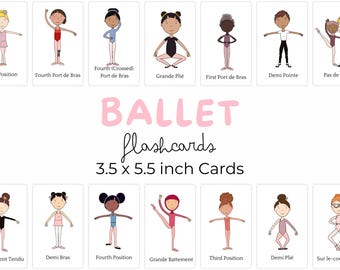 Ballet Flashcards: Beginner Dance Terms & Poses - 56 Card Set