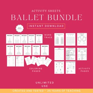Ballet Worksheet Activities: Fun Dance Education for Kids (Ages 5-11) (Printable PDF Pages)