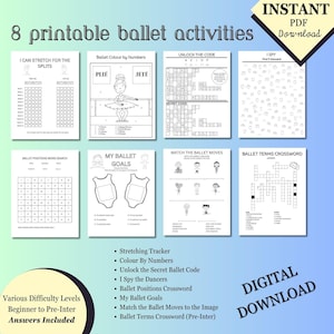 Ballet Activity Pages: Dance Recital Printable Games (Digital Download)