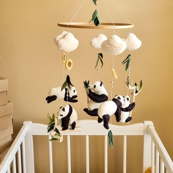 thumbnail image 2 of Panda Crib Mobile - Wind Chime Nursery Decor For Baby Bassinet & Ceiling 2 of 9
