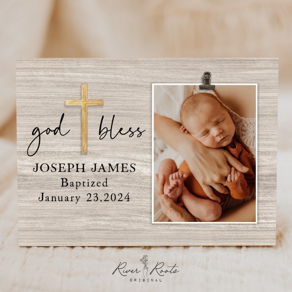 Baptism Gift Boy, Christening Gift Godson, Personalized Baptism Picture Frame, Baptism Print Sign Boy, Dedication Gift, Unique Baptism Gift