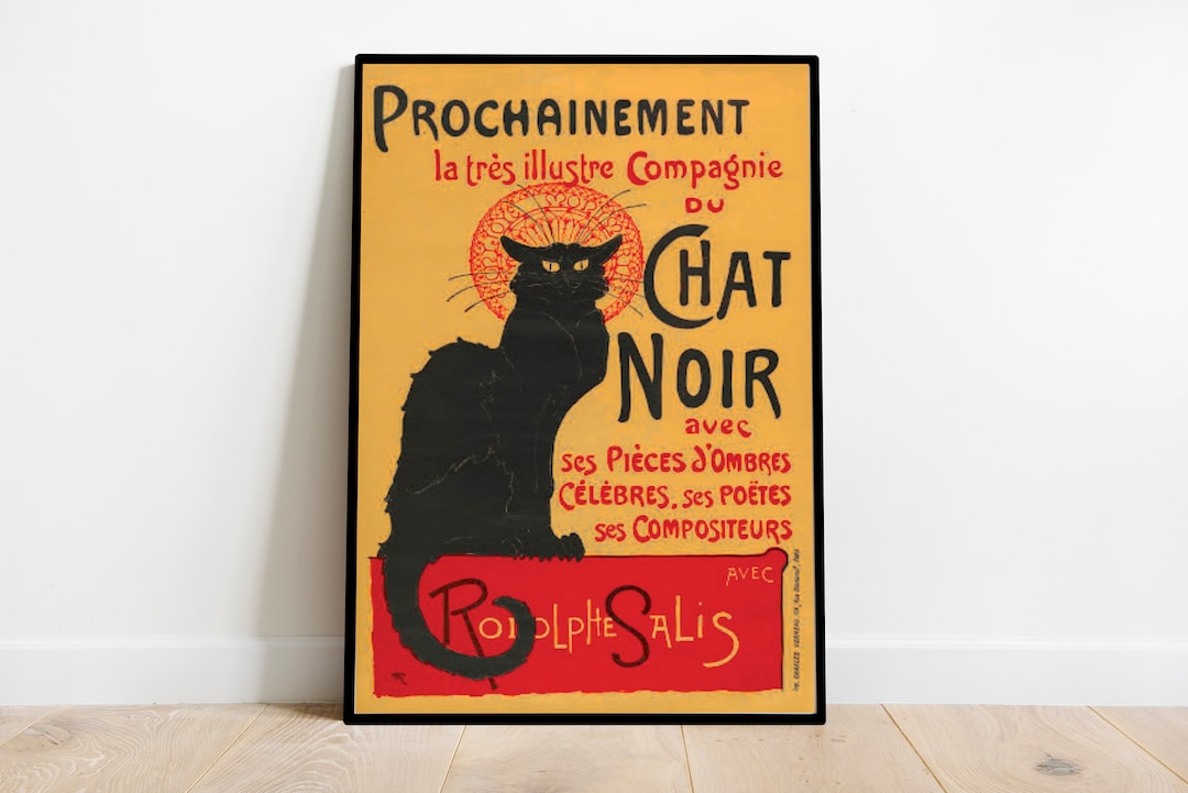 La Chat Noir I the Black Cat I Bohemian I Cat Wall Art I Vintage French