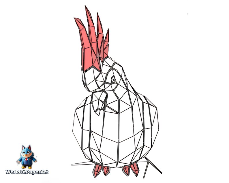 Cockatoo Papercraft Template Set Diy 3D Origami for Home Decor and Gifts DXF, PDF Template Low