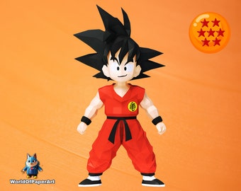 Modèle Papercraft super héros / Modèle 3D / DXF, modèle PDF, modèle en papier, plans de fichiers numériques / DBZ Papercraft Low Poly / PaperGoku