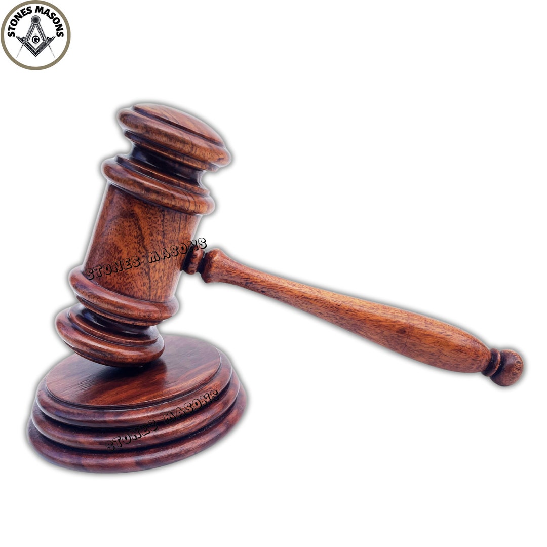Masonic Wood Gavel & Sounding Block Natural Rosewood Hammer, Judge's