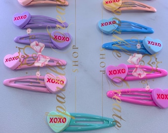 Valentine’s Day Hair Clips for Girls, Conversation Heart, Snap Clips