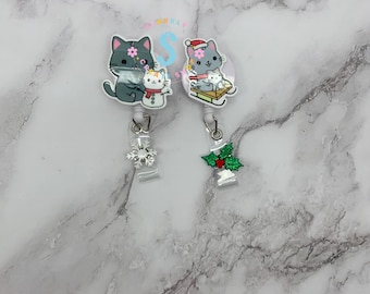 Cat Badge Reel, Nurse Gift, Medical Badge Reel, Clinic Badge Reel, Christmas Badge Reel, Vet Badge Reel, Healthcare, Retractable Badge Reel