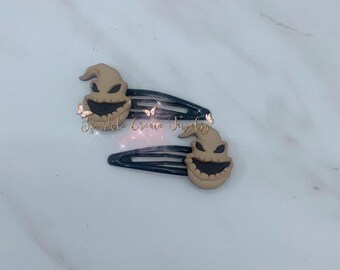 Halloween Hair Clips Snap, Girl hair Clip, Cute Accessories, Spooky Hair Clip, Kids Halloween Hair Accessories, Monster Oogie Hair Clips x2