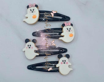 Halloween Hair Clips Snap, Girl hair Clip, Cute Accessories, Spooky Ghost Hair Clip, Kids Halloween Hair Accessories, Ghost Hair Clips x2