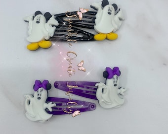 Halloween Hair Clips Snap, Girl hair Clip, Cute Accessories, Spooky Ghost Hair Clip, Kids Halloween Hair Accessories, Ghost Hair Clips x2