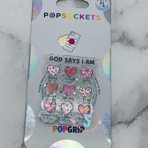 God Says I Am Valentines, Christian Bible Verse Phone Grip, Swappable Pop Socket