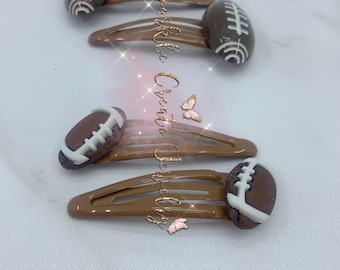 Sport Hair Clips, Cute Accessories,  Cute Hair Clips, Snap Football Hair Clips 2x
