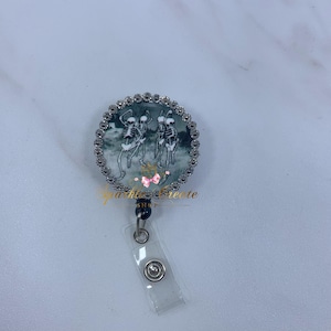 Badge Reel, Nurse Badge Reel, Emergency Badge, Tech ID Badge Reel, Halloween Badge Reel, MRI Safe, Spooky, Healthcare, Funny Skeletons Dance