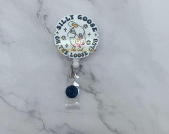 Silly Goose Badge Reel, Nurse ID Holder, Funny Healthcare Gift, Retractable Badge, RN CNA