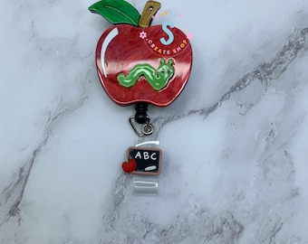 Badge Reel, School Badge Reel, Teacher Badge Reel, School Nurse, Teacher Appreciation Gift, School Worker, Hungry Caterpillar Apple