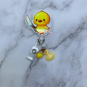 Badge Reel, Nurse Gift, Emergency Badge Reel, Retractable ID Badge Holder, Funny Badge Reel, Badge Clip, Healthcare, Chick with knife