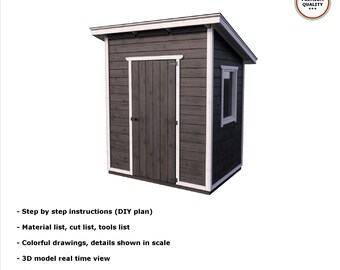 2x1,5m LEAN to SHED diy plans PDF woodshed barn shingle gable roof digital download outdoor woodworking tech craft plans