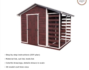3x2,5m WOODSHED DIY plans PDF shed barn firewood shingle gable roof digital download outdoor woodworking tech craft plans