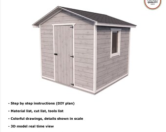 2,5x2,5m SHED DIY plans PDF woodshed barn shingle gable roof digital download outdoor woodworking tech craft plans
