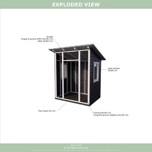 Shed Exploded View 2x1,5m LEAN to SHED Diy Plans PDF Woodshed Barn Shingle Gable Roof ...