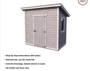 2,5x1,5m LEAN to SHED diy plans PDF woodshed barn shingle gable roof digital download outdoor woodworking tech craft plans