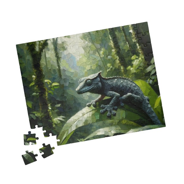 Impressionist Gargoyle Gecko Puzzle: Wildlife Art Jigsaw in 110, 252, 520, or 1014 Pieces