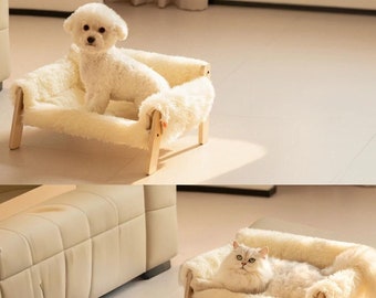 Lit en bois pour chats et chiens , Meubles modernes pour animal de compagnie , Canapé de luxe pour chats/chiens , Meubles confortables pour animal de compagnie