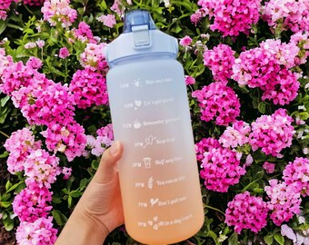 Fun Motivational 2-Liter Water Bottle with Straw for Kids and Girls: Perfect for Gym and Daily Use