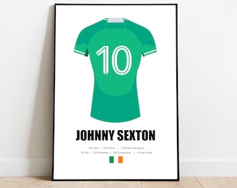 One-of-a-Kind Johnny Sexton Print: Capture his career statistics in style!