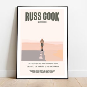 Hardest Geezer 'Russ Cook' Print World Record Running Print Digital Art Wall Art Custom Prints image 1