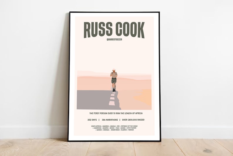 Hardest Geezer 'Russ Cook' Print World Record Running Print Digital Art Wall Art Custom Prints image 1