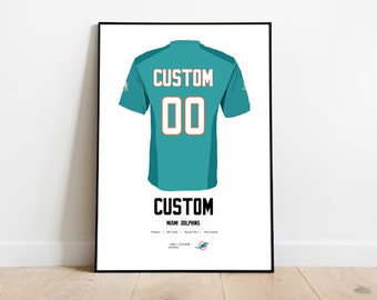 Miami Dolphins Custom Print | Personalise the Print yourself | Perfect Gift for any Football Fan | Football Print | Wall Decor