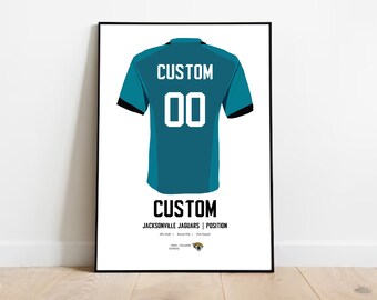 Jacksonville Jaguars Custom Jersey Print | Create your own | Jersey Personalisation | Perfect for any football fan | Gift for Him | Wall art