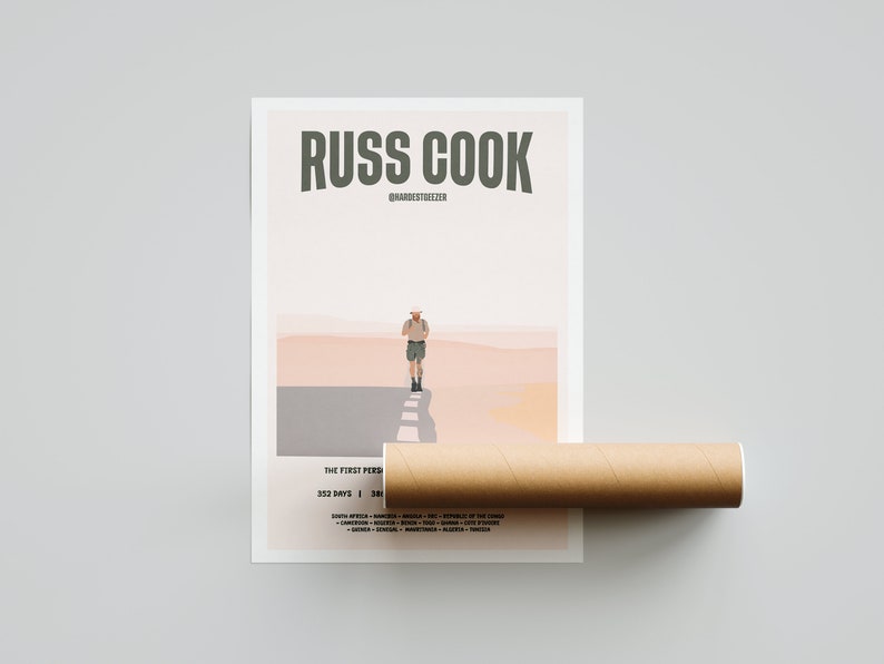 Hardest Geezer 'Russ Cook' Print World Record Running Print Digital Art Wall Art Custom Prints image 6