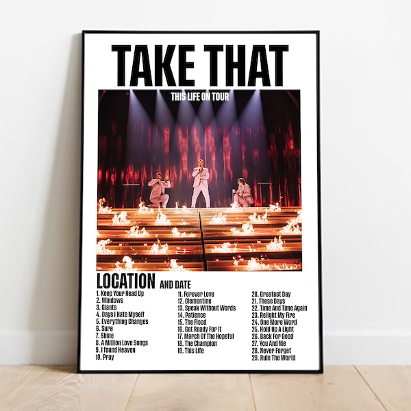 TAKE THAT Custom Setlist Print | This Life On Tour | Setlist Art | Concert Print | Wall Art | Wall Decor | Take That Print