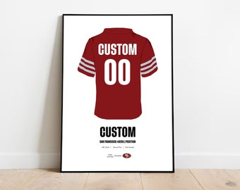 San Francisco 49ERS Fan Art Print | Pick Your Player | Custom Football Jersey Print | Sports Wall Decor | Gift for Football Enthusiast