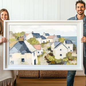 Irish Village Landscape Wall Art Print, Steps of County Cork Countryside Art, Rural Impressionist Village Scene Soft Color Palette Artwork