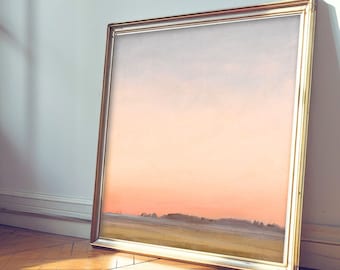 Vintage Sunset Landscape Wall Art Print: Rustic Farmhouse Decor,