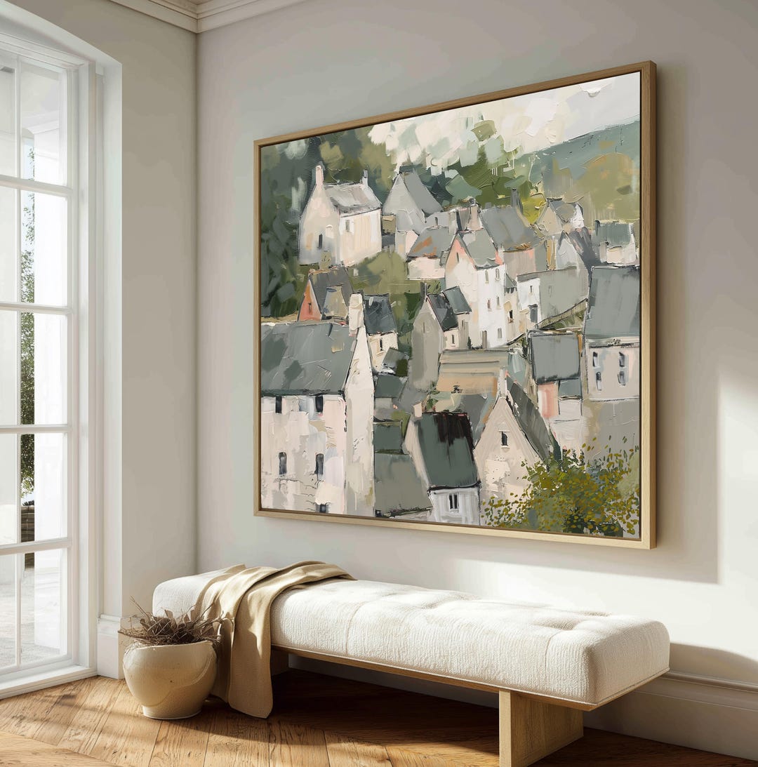 Irish Village Wall Art Print, Impressionist Landscape Artwork, Modern Farmhouse Decor, Cob
