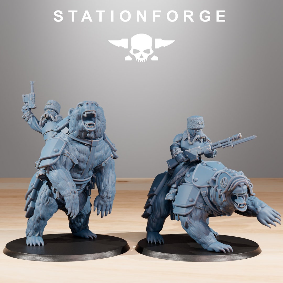 Stationforge Raptor Riders Grimguard Bear Riders V2 - Stationforge - 28mm - Etsy