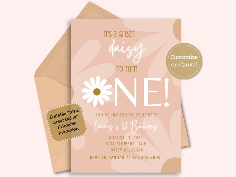 Its A Great Daisy Invitation, Daisy Birthday Invitation, Daisy First