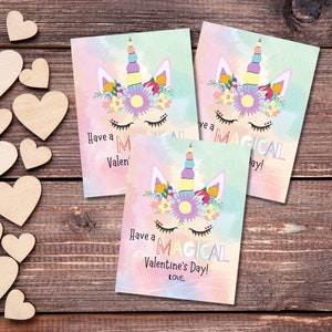 Carte de Saint-Valentin licorne, carte de Saint-Valentin magique, carte de Saint-Valentin pour enfants, étiquettes de Saint-Valentin licorne, cartes de Saint-Valentin fille, téléchargement immédiat