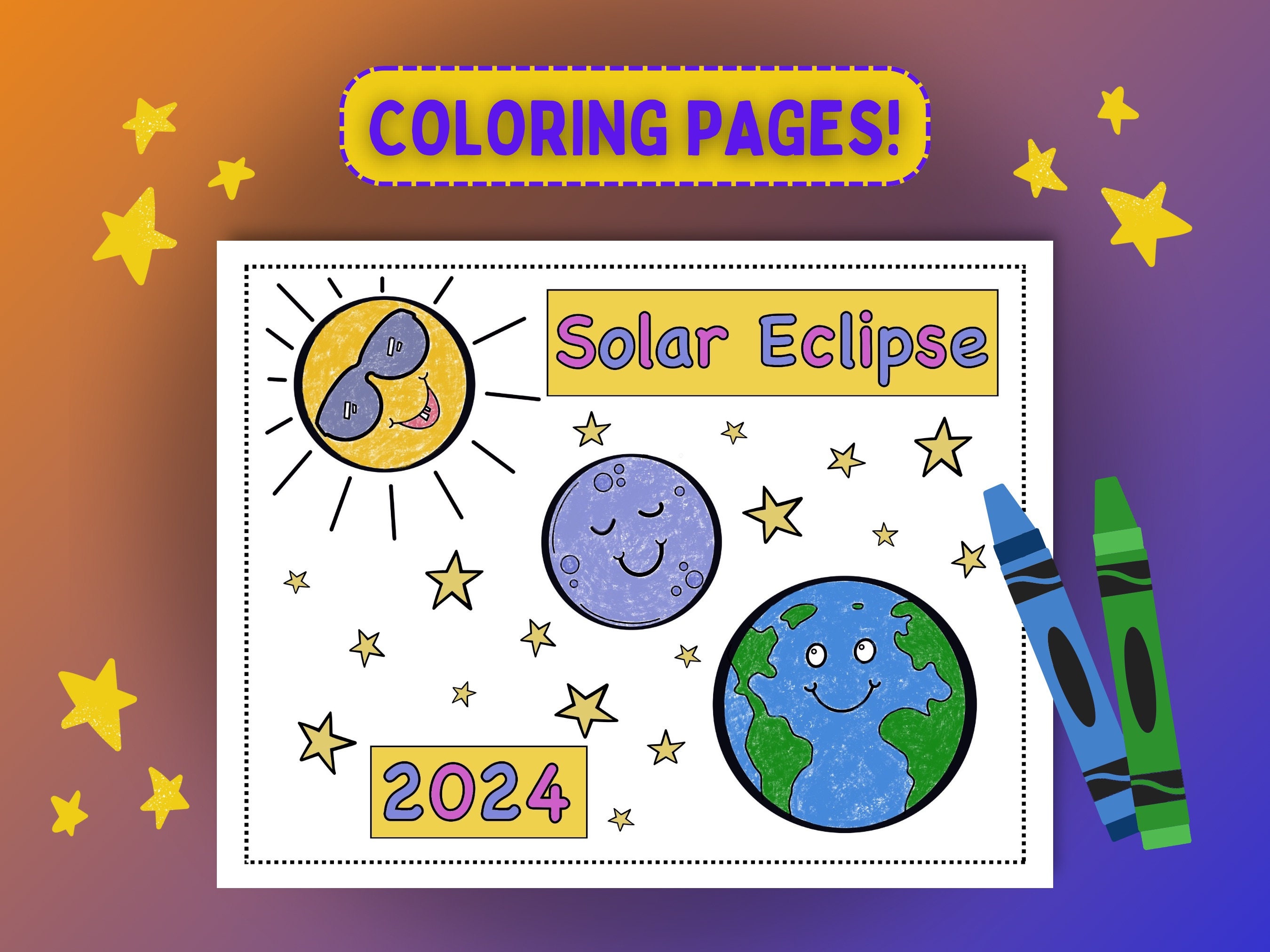 Solar Eclipse 2024 Activity Bundle, Solar Eclipse Coloring Pages, Kid’s
