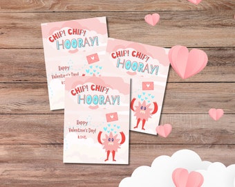 Chip Chip Hooray Valentine Card, Chip Valentine Tag, Cookie Valentine Card, Printable Valentine Card, Non Candy Valentine, Instant Download