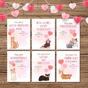 Katzen Valentinstagskarten, Welpen Valentinstagskarten, Valentinstagskarten Kinder, Valentinstagskarten, druckbare Valentinstagskarten, Valentinstagskarten Tier, Valentinstagskarten