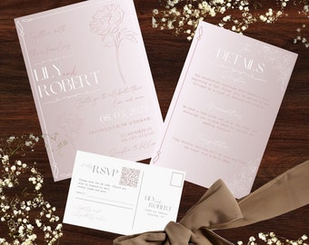 Elegant Wedding Invites | EDITABLE TEMPLATE | Blush Wedding Invites | Make your own edits | Instant Downloads